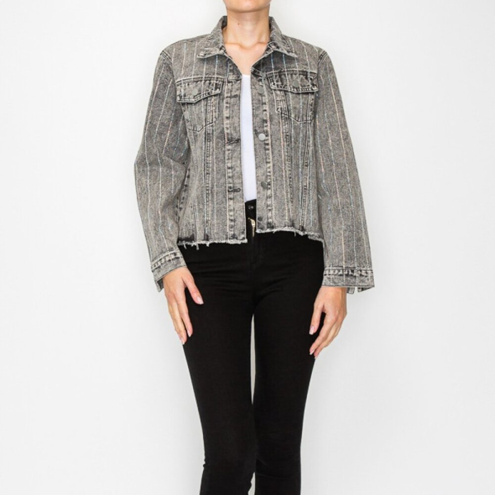 new ORIGMAI embellished jean denim jacket (7-colors) SM-2X classic rhinestones - Picture 6 of 16